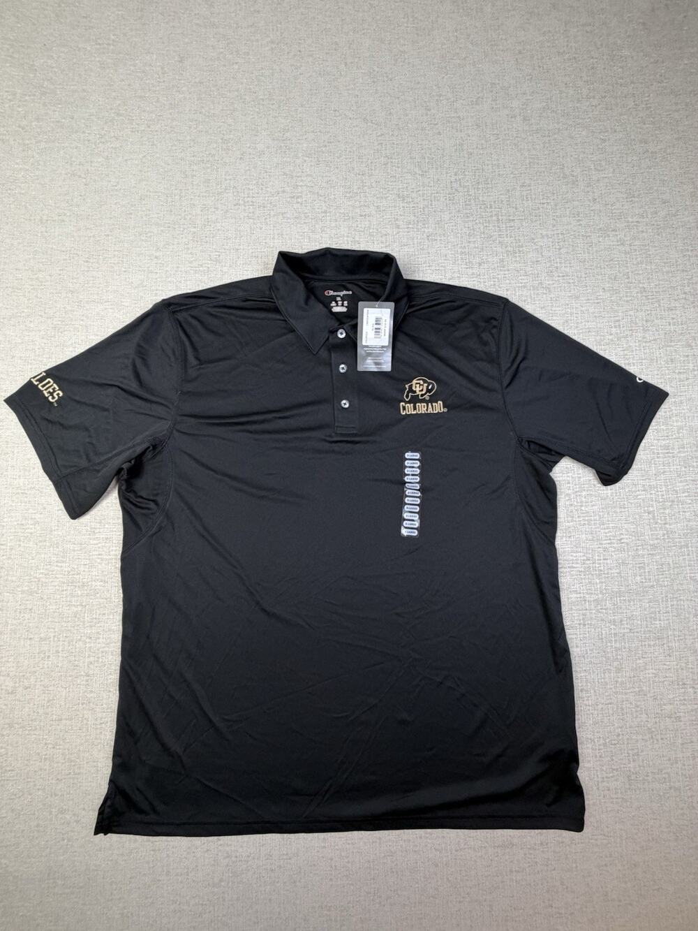 Champion Colorado Buffaloes Men’s XL Black Performance Polo Shirt NWT